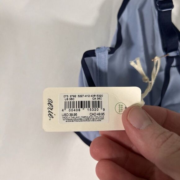 New Smoothez Aerie Bralette Women's 36C Blue Sheer Hook Eye Underwire - Picture 7 of 7